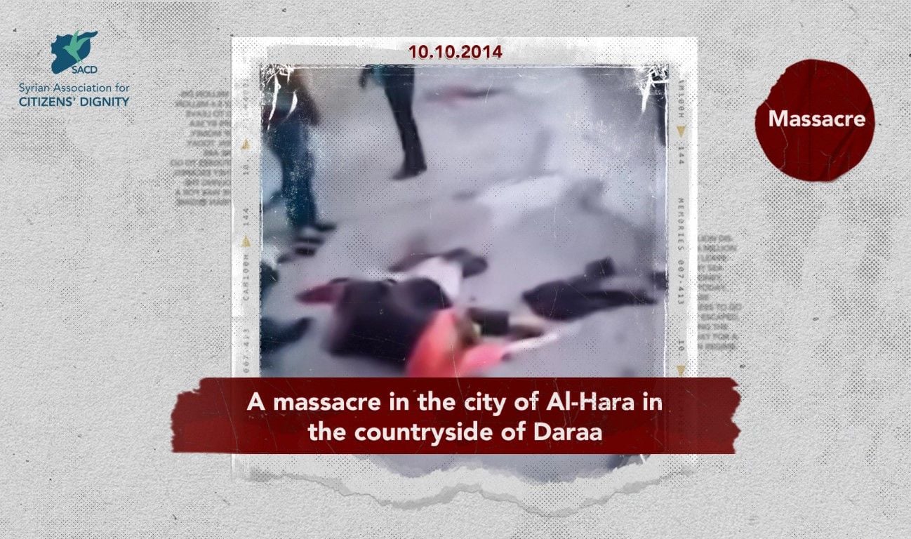 A massacre in the city of Al-Hara in the countryside of Daraa