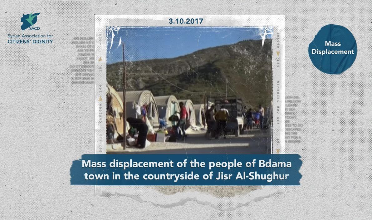 Mass displacement of the people of Bdama town in the countryside of Jisr Al-Shughur